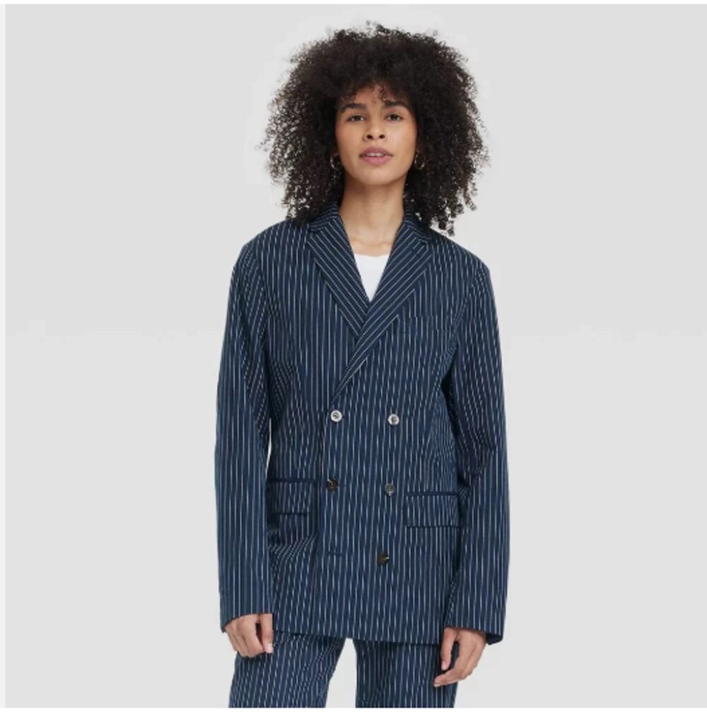 Houston White Adult Navy Pinstripe Double-Breasted Blazer XXL New